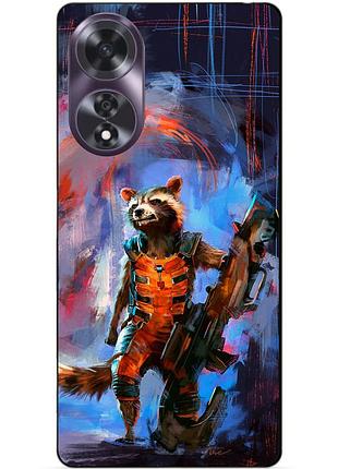 Чехол силиконовый бампер для oppo a60 с рисунком енот ракета стражи галактики