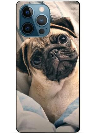Чехол силиконовый бампер для iphone 14 pro с рисунком фото мопс