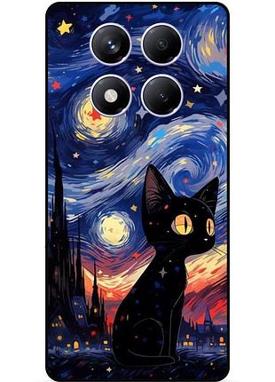 Чехол силиконовый бампер для xiaomi poco x7 с рисунком котик звездная ночь ван гог