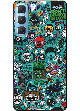 Чехол силиконовый бампер для infinix hot 50 pro (x6881) с рисунком стикеры