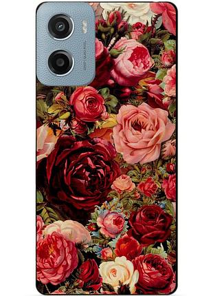 Чехол силиконовый бампер для motorola moto g05 с рисунком красные розы цветы