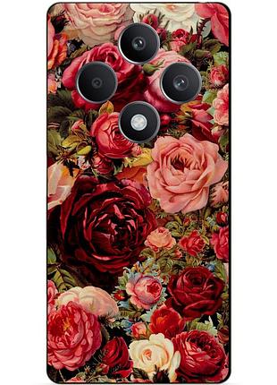 Силіконовий чохол бампер для oppo reno 12f з малюнком червоні троянди квіти