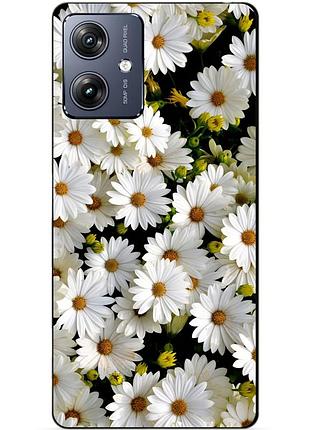 Силіконовий чохол бампер для motorola moto g54 power з малюнком ромашки квіти