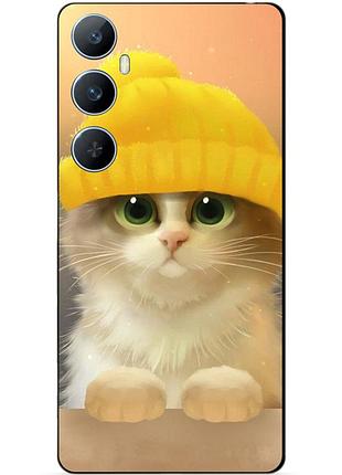 Силіконовий чохол бампер для realme c65 з малюнком котик у шапці