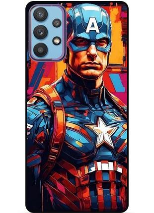 Чехол силиконовый бампер для samsung a32 с рисунком капитан америка marvel captain america