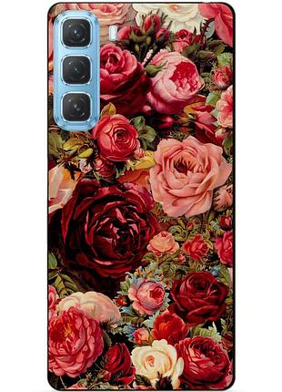 Чехол силиконовый бампер для infinix hot 50 (x6882) с рисунком красные розы цветы