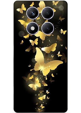 Чехол силиконовый бампер для xiaomi poco x7 с рисунком золотые бабочки мотыльки