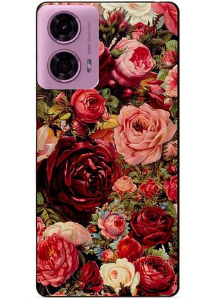 Чехол силиконовый бампер для motorola moto g85 5g с рисунком красные розы цветы