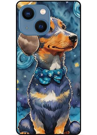 Чехол силиконовый бампер для iphone 15 plus с рисунком пес звездная ночь ван гог