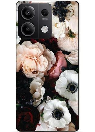 Чехол силиконовый бампер для xiaomi redmi note 14s с рисунком маки цветы