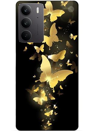 Силіконовий чохол бампер для realme c75 з малюнком золоті метелики метелики метелики
