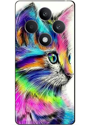 Чехол силиконовый бампер для oppo reno 12f с рисунком акварельный кот