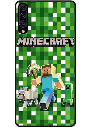 Силиконовый бампер чехол для samsung a01 стив minecraft крипер майнкрафт