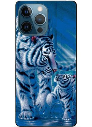 Чехол силиконовый бампер для iphone 15 pro с рисунком тигры