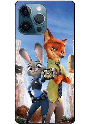Чехол силиконовый бампер для iphone 15 pro с рисунком джуди зверополис zootopia