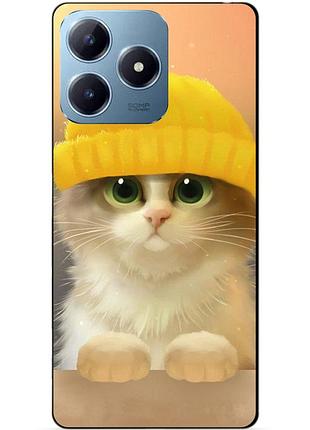 Силіконовий чохол бампер для realme c63 з малюнком котик у шапці
