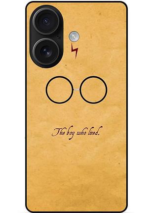 Чехол силиконовый бампер для iphone 16 с рисунком гарри поттер harry potter очки
