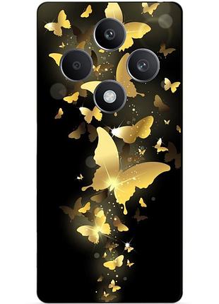 Силіконовий чохол бампер для oppo reno 12f з малюнком золоті метелики метелики метелики
