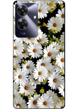 Чехол силиконовый бампер для realme note 60x с рисунком ромашки цветы