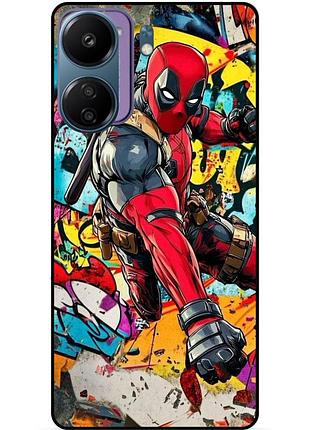 Чехол силиконовый бампер для xiaomi redmi 13c с рисунком deadpool marvel дэдпул