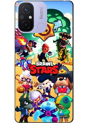 Силиконовый бампер чехол для xiaomi redmi 12c с картинкой бравл силовая лига нокаут леон ворон