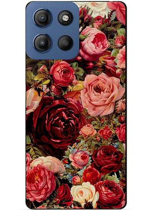 Силіконовий чохол бампер для motorola moto g15 з малюнком червоні троянди квіти