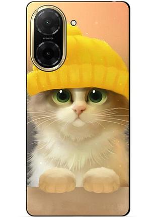 Чехол силиконовый бампер для xiaomi poco c71 с рисунком котик в шапке
