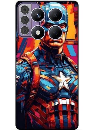 Чехол силиконовый бампер для xiaomi redmi note 14 pro с рисунком капитан америка marvel captain america