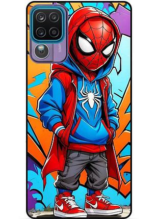 Чехол силиконовый бампер для samsung m12 с рисунком spider man marvel человек паук