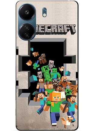 Силіконовий чохол бампер для xiaomi redmi 13c з картинкою майнкрафт minecraft