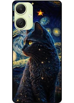 Силіконовий бампер чохол для samsung a03 котик ван гог зіркова ніч