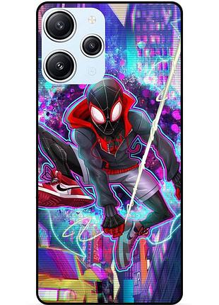 Силиконовый бампер чехол для xiaomi redmi 12 с картинкой spider man человек паук майлз моралес