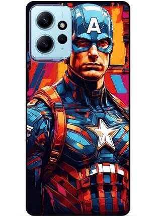 Чехол силиконовый бампер для xiaomi redmi note 12 с рисунком капитан америка marvel captain america