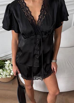 Костюм двойка с кружевом в цветах 🖤🤎🤍