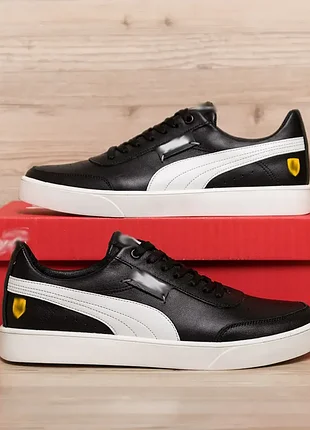 Мужские кожаные кроссовки puma ferrari smash black 46-48рр