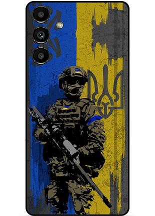 Силиконовый бампер чехол для samsung s23 fe с рисунком зсу украина воин