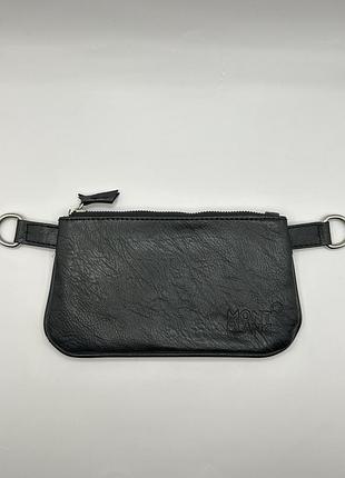 Шкіряний клатч косметичка montblanc  чорний мінімалізм