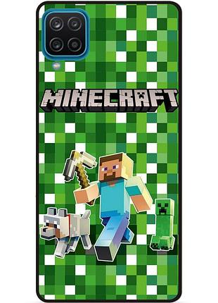 Силиконовый бампер чехол для samsung a22 стив minecraft крипер майнкрафт