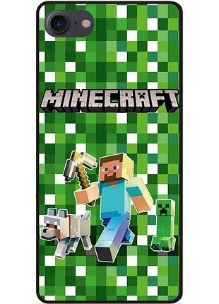 Силиконовый бампер чехол для iphone 8 plus стив minecraft крипер майнкрафт