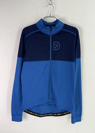 Rivelo mens lydford merino blend long sleeve ciclyng jersey (navy/cobalt) l size