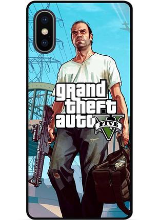Силиконовый чехол бампер для iphone xs max с рисунком гта gta
