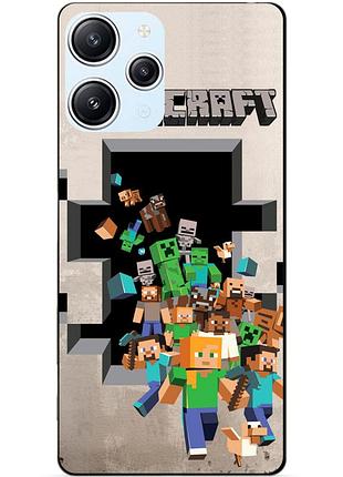Силиконовый бампер чехол для xiaomi redmi 12 с картинкой minecraft майнкрафт