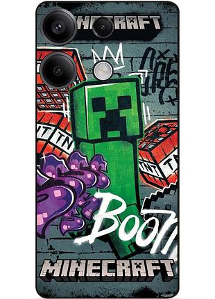 Силиконовый чехол бампер для xiaomi redmi note 13 с рисунком крипер майнкрафт minecraft