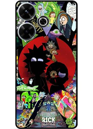 Силиконовый чехол бампер для xiaomi poco m6 с рисунком rick and morty рик и морти