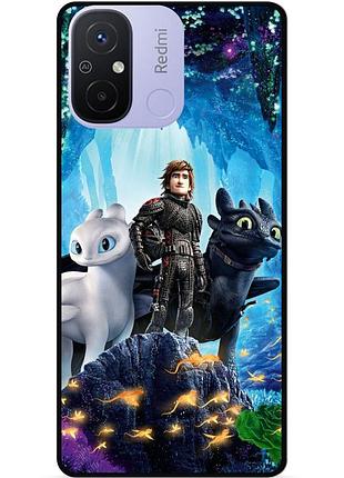 Чехол силиконовый для xiaomi redmi 12c с рисунком как приручить дракона