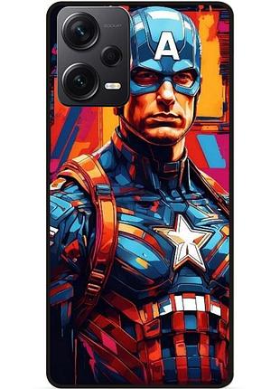 Силіконовий бампер чохол для xiaomi redmi note 12 pro plus з малюнком капитан америка marvel captain america