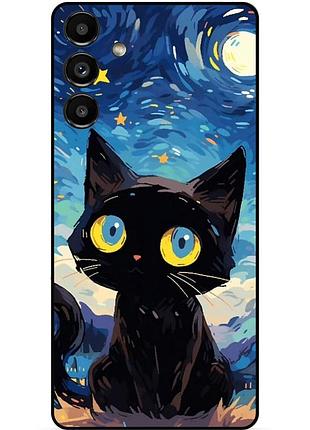 Силіконовий бампер чохол для samsung s22 котик ван гог зіркова ніч