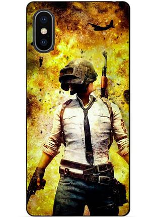 Силиконовый бампер чехол для iphone xs с рисунком пабг puвg
