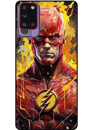 Чехол силиконовый бампер для samsung a03s с рисунком flash marvel человек молния