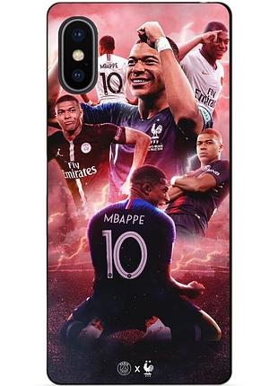 Силиконовый бампер чехол для iphone x 10 с рисунком килиан мбаппе mbappe